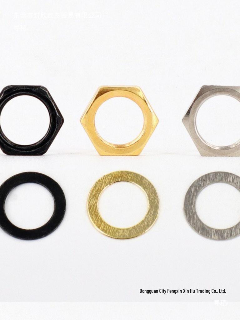 6.35mm Audio Output Electric Bass Guitar Jack with Hex Screw Nut and Washer