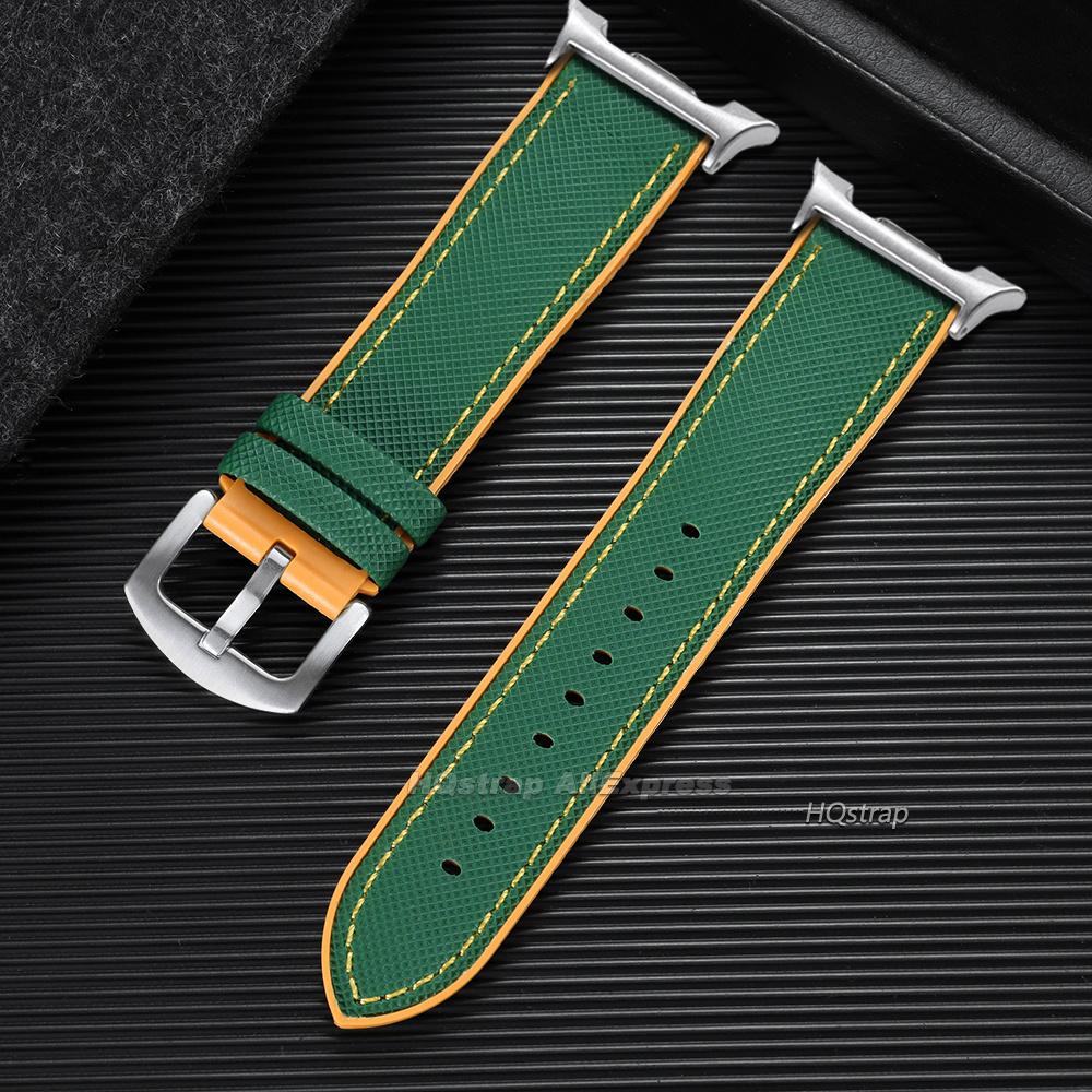 Premium Gummi-Nylon Hybrid-Uhrenarmband für Samsung Galaxy Watch 8 Classic 46mm 44mm 40mm Armband Wasserdichtes Sport-Armband