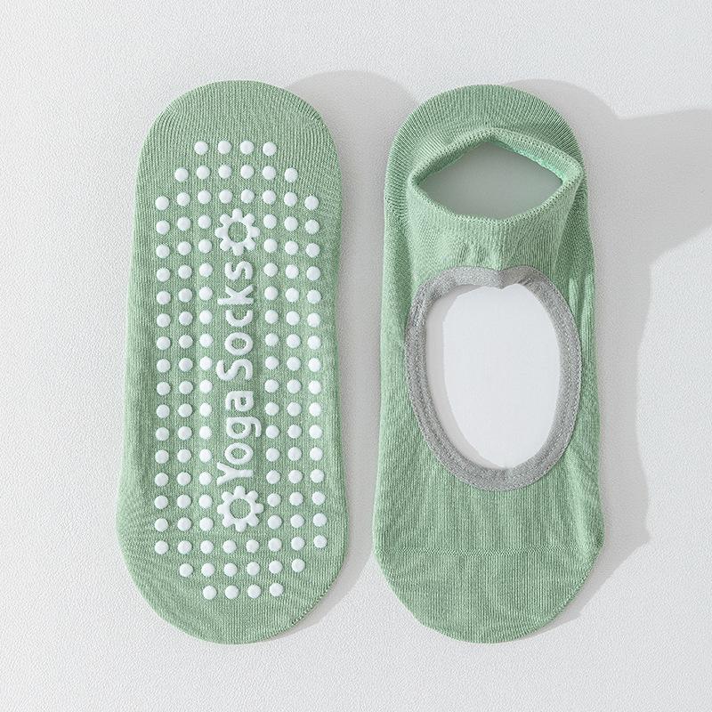 

Носки для йоги, женские носки-лодочки, летние тонкие из чистого хлопка, для фитнеса, танцев, спортивные носки с силиконовой противоскользящей подошвой, профессиональные носки для пилатеса 1 pair чай зеленый