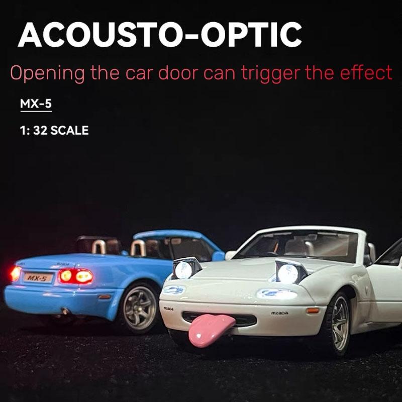 1/32 Mazda Miata MX5 Alloy Scale Car Model Diecast Miniature Car Toy Vehicle Sound and Light Collection Children's Toy Gift