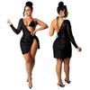 Dress Summer Women's Sequin Halter Dress Night Club Including Underwear Long Sleeve Dress Two-piece Set