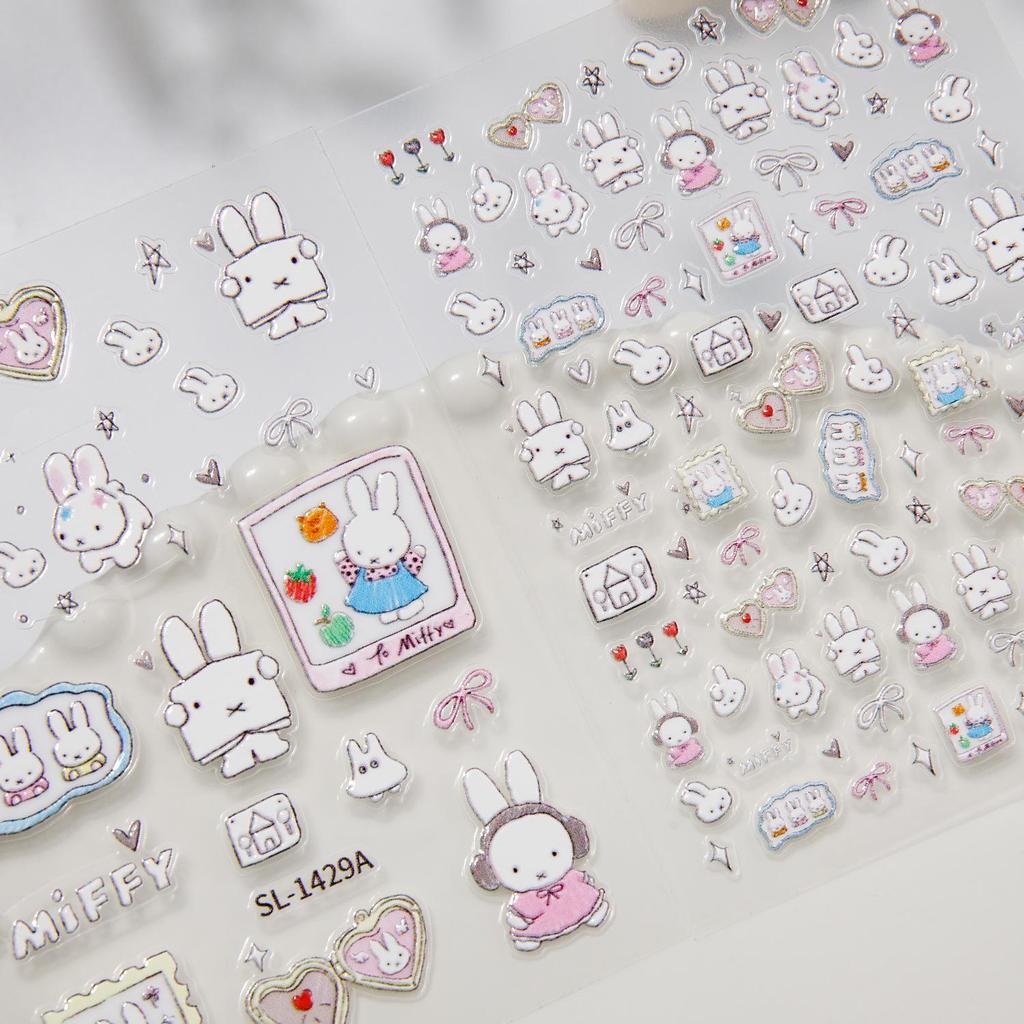 Entzückende Cartoon-Kaninchen-Nagelsticker - Neu, Handgemacht, DIY