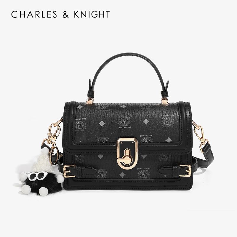 

Charles & Knight Moonlight Treasure Box Handbag Female 2024 New Arrival Work Clothing Fashion Best-Seller Shoulder Small Square Bag Print black pendant