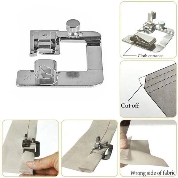 3 Sizes Wide Rolled Hem Pressure Foot Sewing Machine Presser Foot Hemmer Foot Set 1/2 Inch, 3/4 Inch, 1 Inch Low Shank Sewing Machine Presser Foot