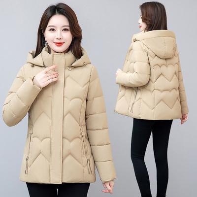 Middle-aged Temperament Hooded Padded Jacket Women's Large Size Autumn and Winter Mother Loose Padded Jacket