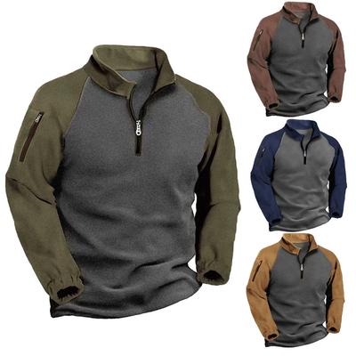 Heren Fleece Warm V-hals Rits Sweatshirt Buitensportjassen Pullover Heren Casual Uitloper