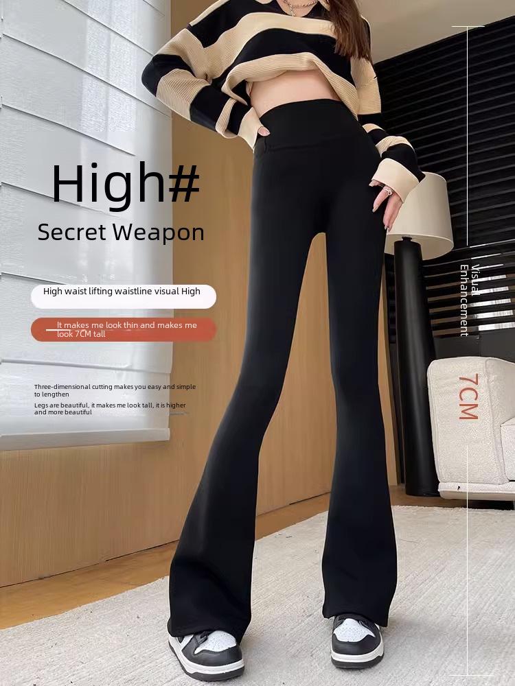 Women's High-Waist Flared Yoga Leggings: Autumn/Winter 2025, Plus Velvet, Elastic Style