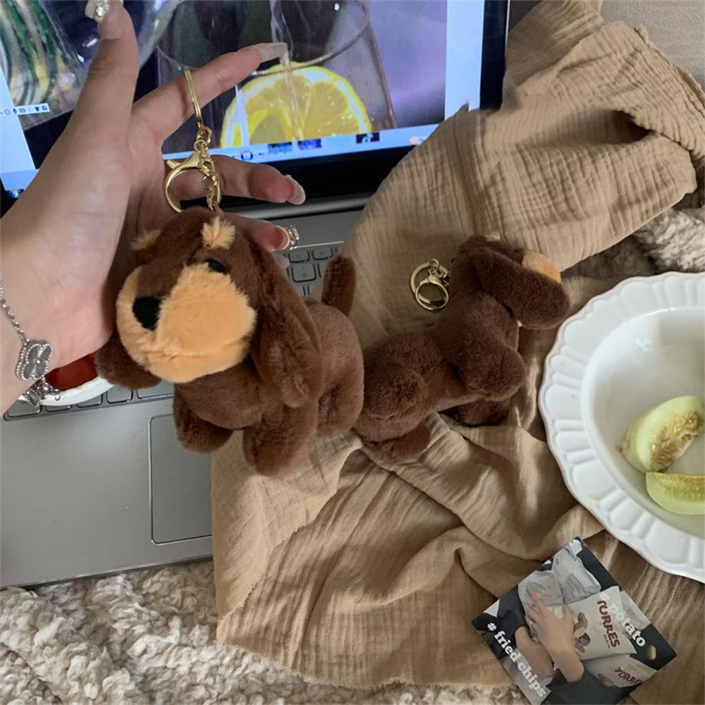 Přívěsek na klíče plyšová panenka ve stylu INS jezevčík ozdoby na školní tašku plyšová hračka přívěsek na klíče pro ženy a muže
