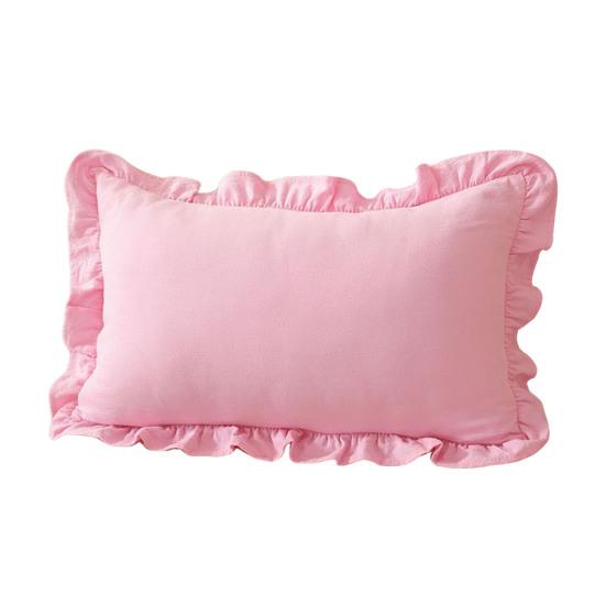 Copricuscino Decorativo a Volant per Divano Letto Quadrato, Federa a Quadri in Cotone con Bordo Arricciato, Cuscini Monocolore 18x18 Pollici 20x12 Copertura Decorativa per