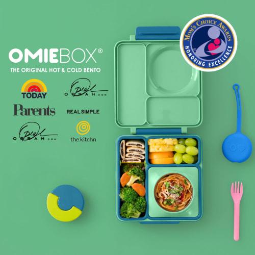OmieBox Bento Lunch Box with Insulated Thermos for Kids, Meadow Green, B9099