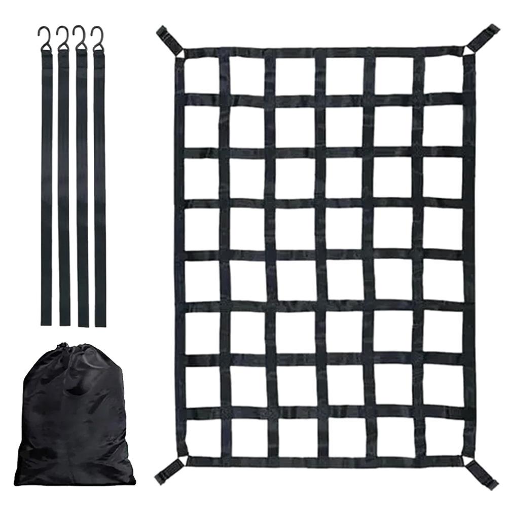1set Heavy Cargo Net for Truck Bed Polyester Mesh with 4 Adjustment Straps and 1 Storage Bag For Most Pickup Truck Tailers