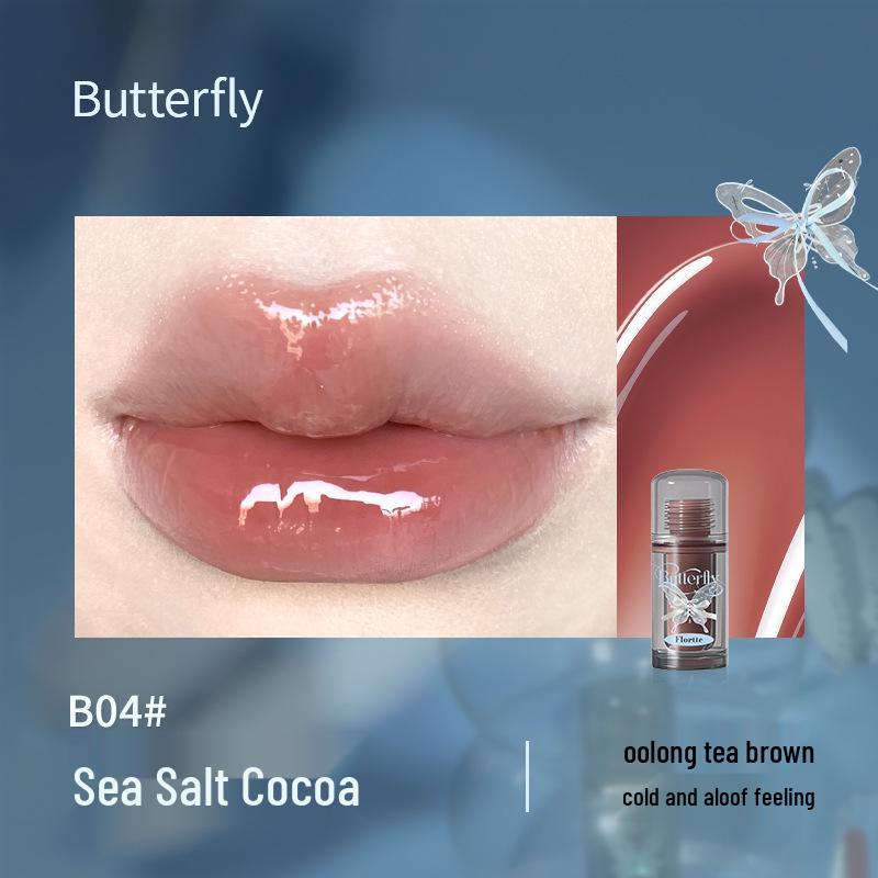 Translucent Glass Lips: FLORTTE Floria Butterfly Lip Essence Gloss Lipstick for Women