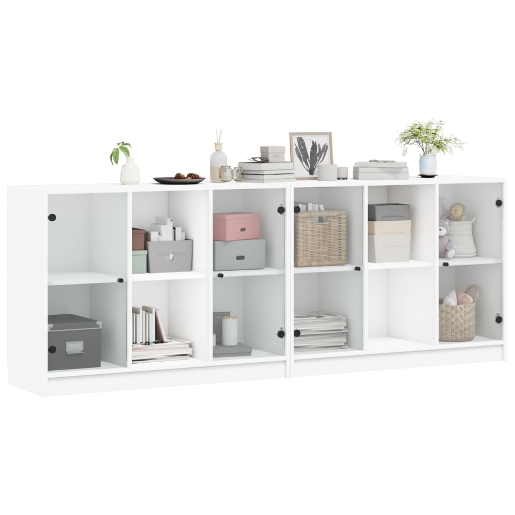 Book Cabinet with Doors White 204x37x75 Cm Engineered Wood