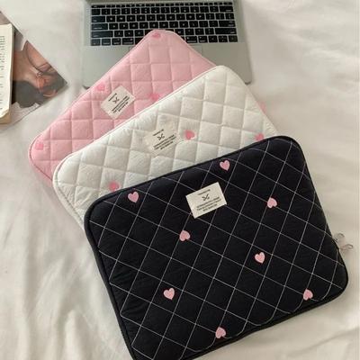 Capa Universal para Tablet PC Moda Coreana de 11/13/15 Polegadas Estampa Jacquard Coração Bolsa de Armazenamento para Laptop Computador Bolsa Portátil de Grande Capacidade