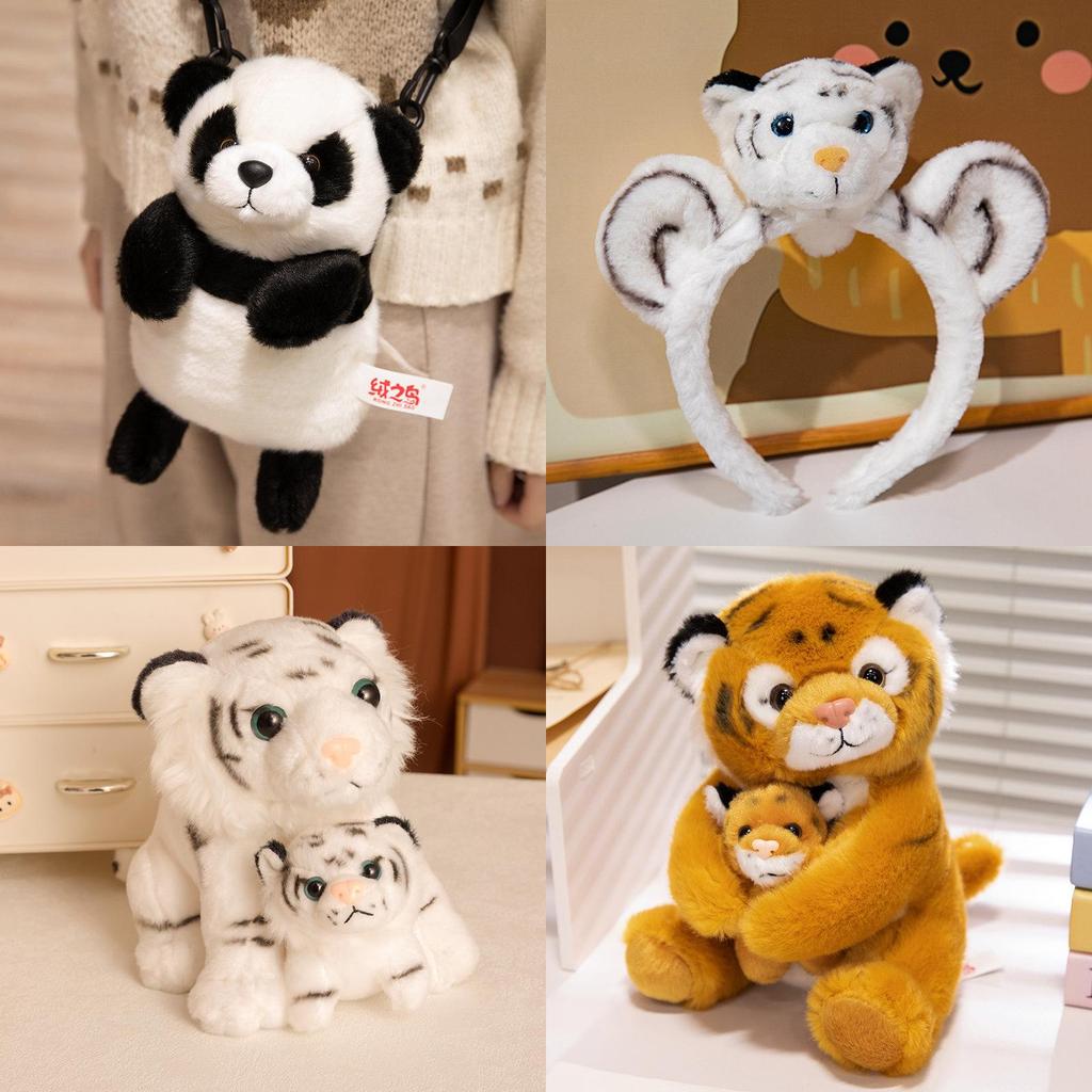 Plush Tiger Children Backpack With Hand Puppet For Early Education And Parenting Play
