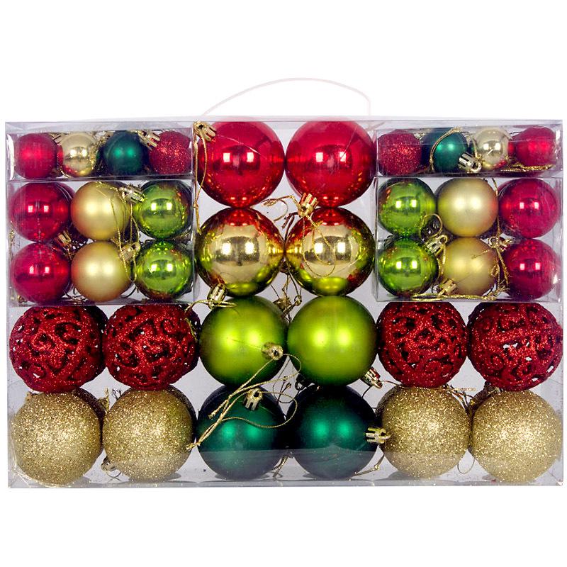 100-Piece Set of 3-6cm Shiny & Matte Pink Christmas Ornaments in PVC Box