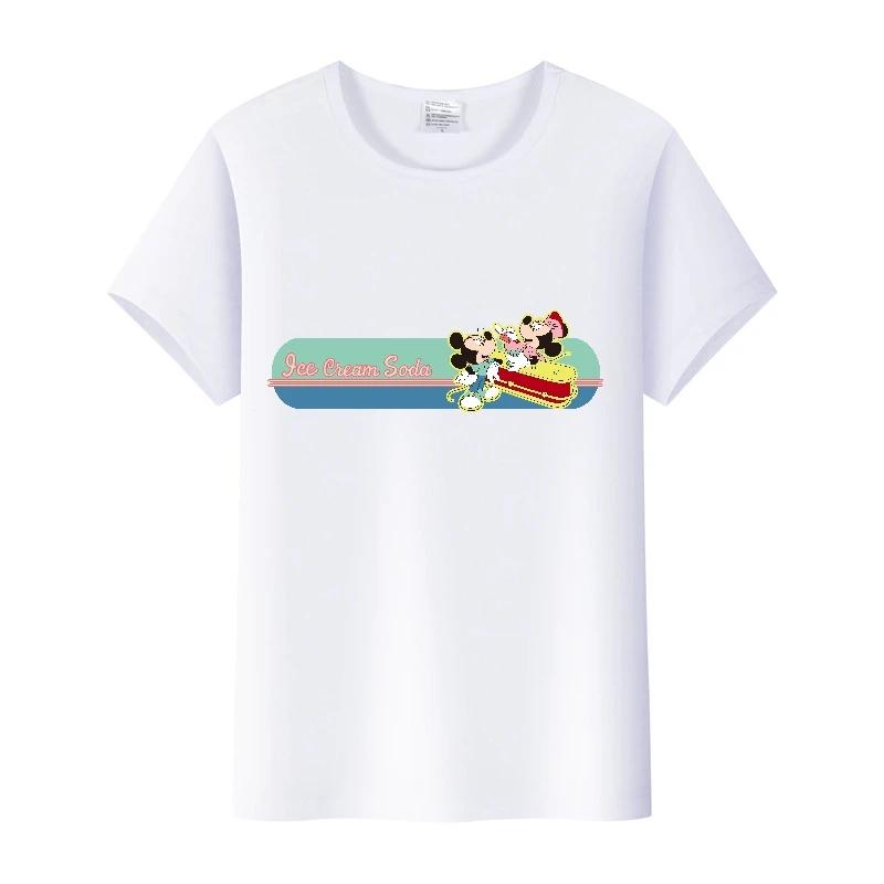 Disney Cartoon Mickey Mouse Print Cotton T-Shirt Women Tops Graphic Hippie Tees Funny Harajuku T-shirt Fashion Female Tshirt