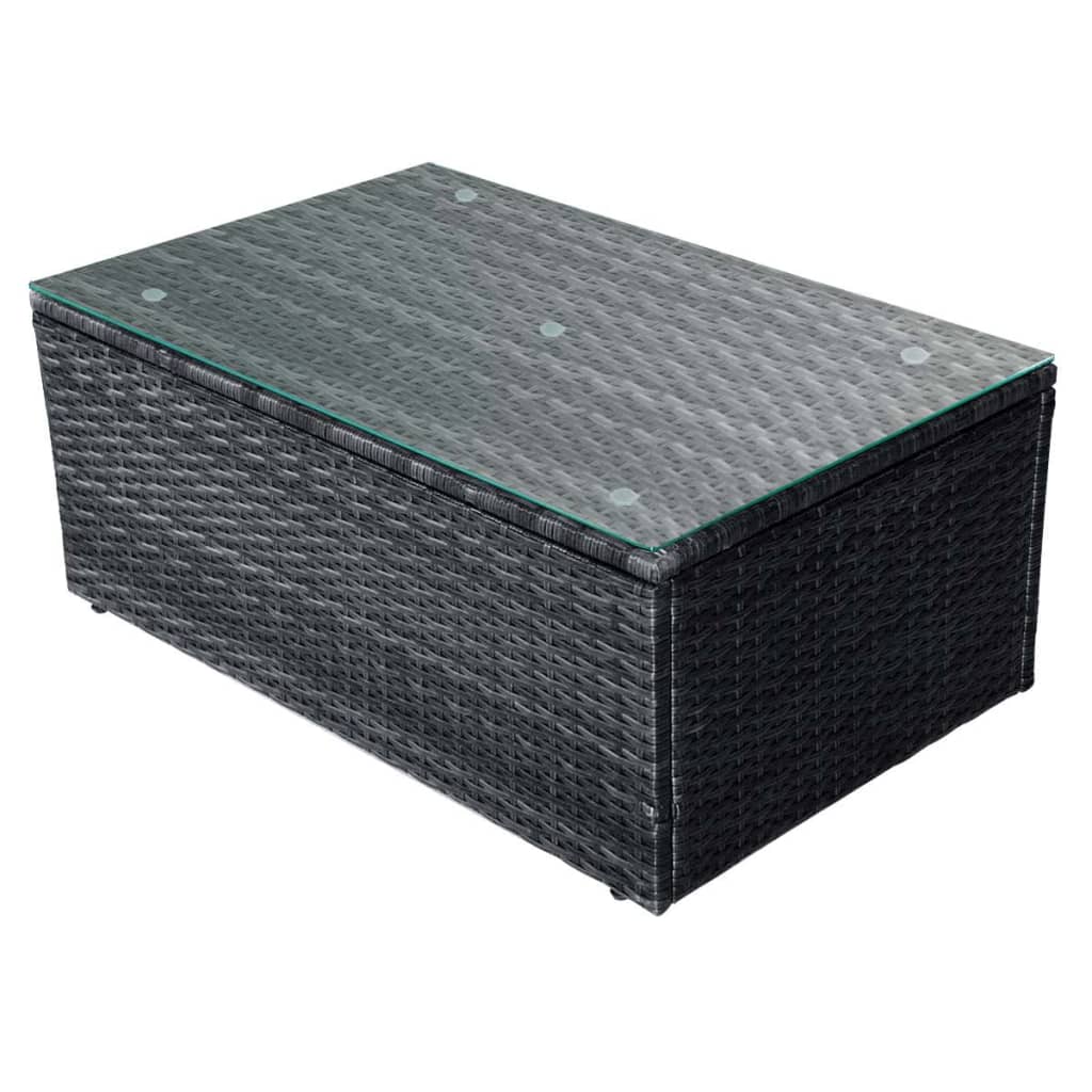 4 piece Garden Lounge Set with Cushions Poly Rattan Black
