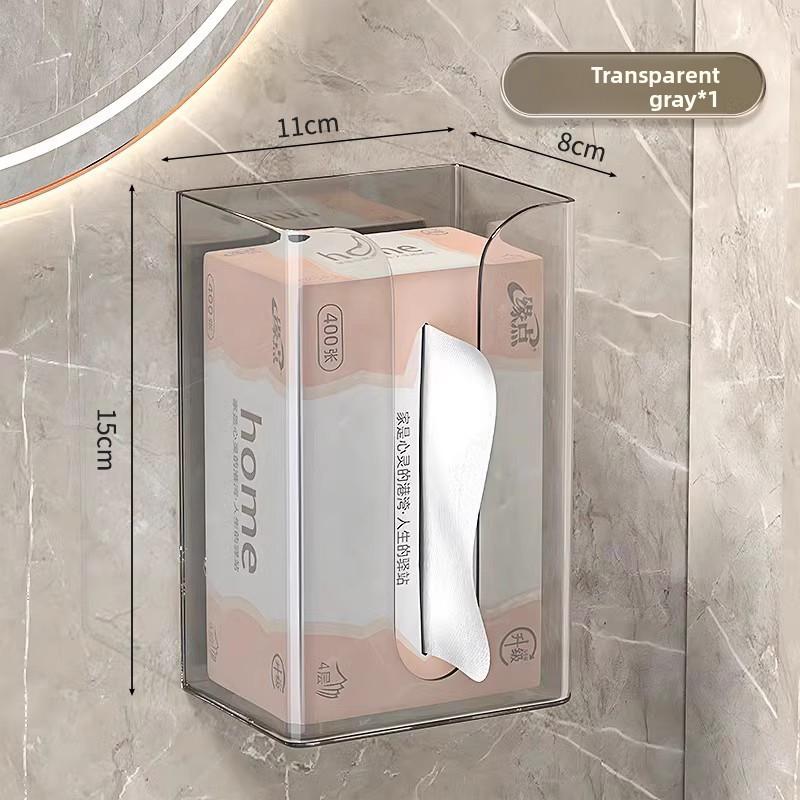 Tissue Box, Wall-mounted Tissue Box, Household Face Towel Storage Box, Toilet, Bathroom and Kitchen, Upside-down Napkin Box серый