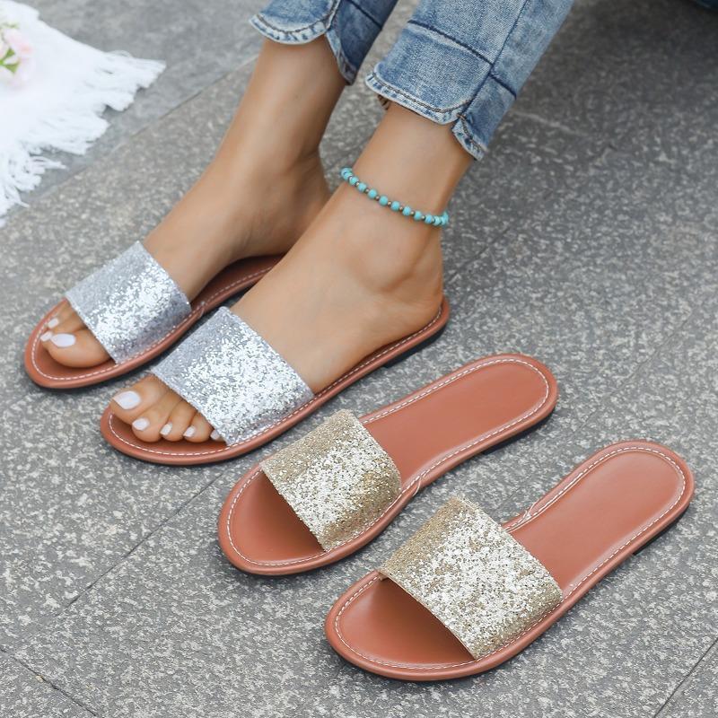 

Slippers Flat Shoes Sandals Fish-mouthed Flat Shoes 35 золотий