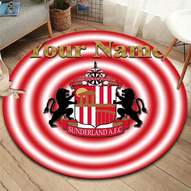Sunderland A.F Custom Name Round Area Rug,Carpet Rug for Living Room Bedroom Sofa Playroom Decor,Non-slip Floor Mat