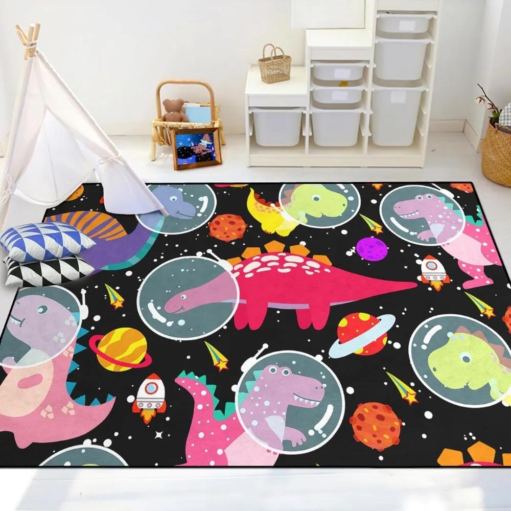 Boys Bedroom Dinosaur Rug Cartoon Dino Area Rugs Funny PlayMat Cute Printed Carpet Polyester Floor Mat Living Room Decor Doormat