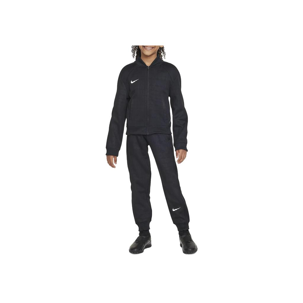 Nike Solid Color Round Neck Zipper Long Sleeve Jacket Kids jackets Black FD3126-010