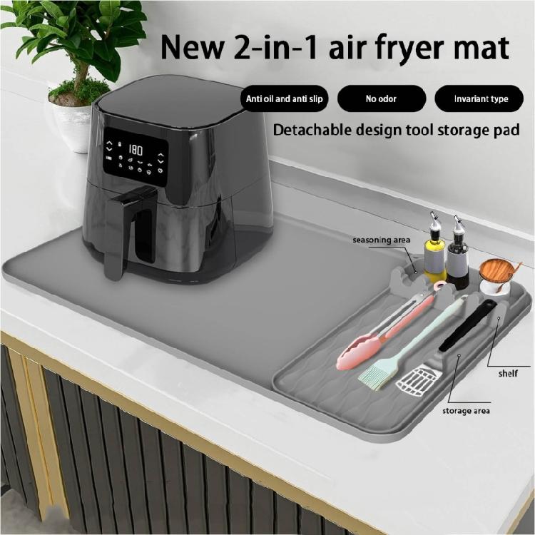 Nonslip Silicone Counter Mat With Tool Organizers Heat Resistant Spills Guard Kitchen Accessory Air Fryers Pad