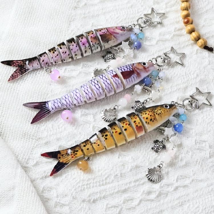 Trendy Swimbait Keychain Unisex Artificial Fish Accessory Fishing Theme Decoration Lightweight Waterproof Accessories