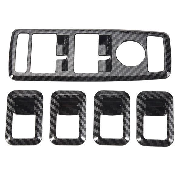 Carbon Fiber Grain ABS Glass Lift Switch Frame Set – 5 Pieces