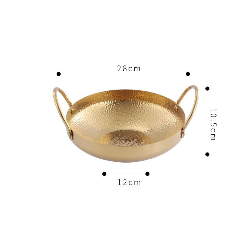Deep Stainless Steel Golden Gold Dry Bar Small Pot Household Small Hot Pot Alcohol Stove Upmarket Chafing Dish Stripe Hotpot