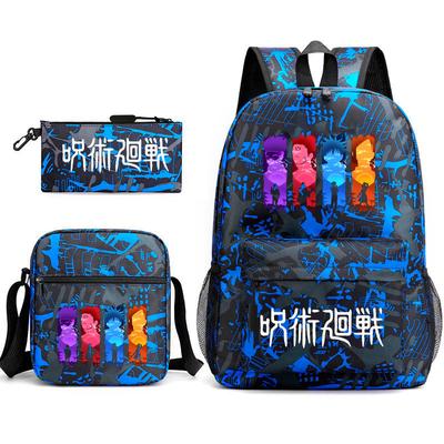 Teen Animation Backpack Elementary School Student Fashion School Bag Three-piece Set