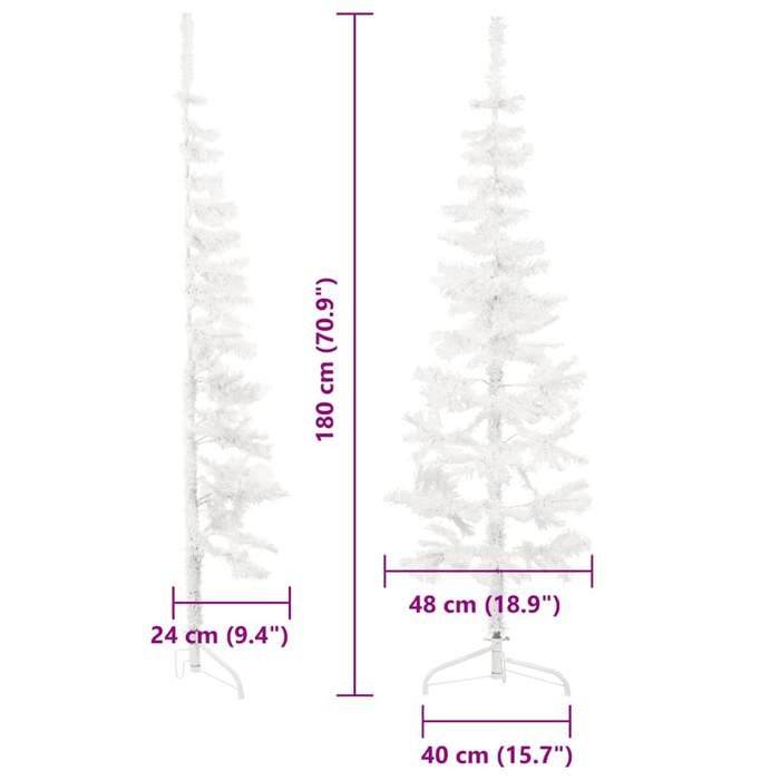VidaXL Demi Sapin de Noël Artificiel Mince avec Support Arbre de Noël Décoration de Vacances Ornement de Fête Salon 344566