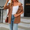 Women's Fashion Casual Solid Color Chest Pocket Button Long Sleeve Cardigan Top Coat