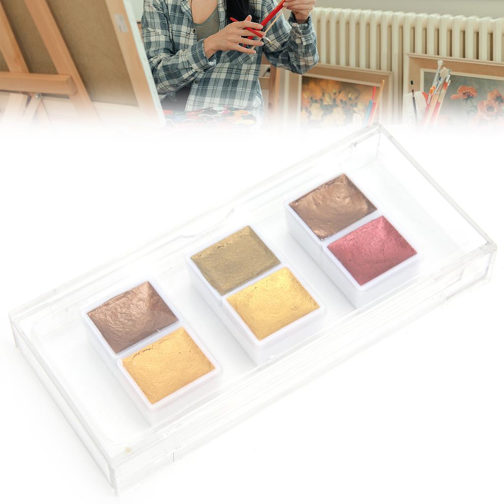 Watercolor Paints, Pure Color Pigments with Good Transparency and Bright Colors, 6 Colors Box for Beginners, Painting Lovers and Artists