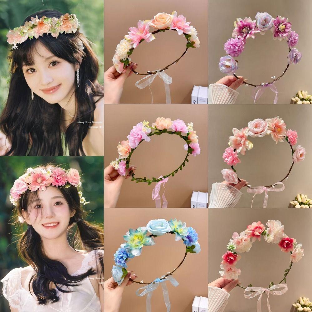 Simulation Flower Simulation Wreath Bohemia Style Flower Headband Seaside Vacation Headdress  Women