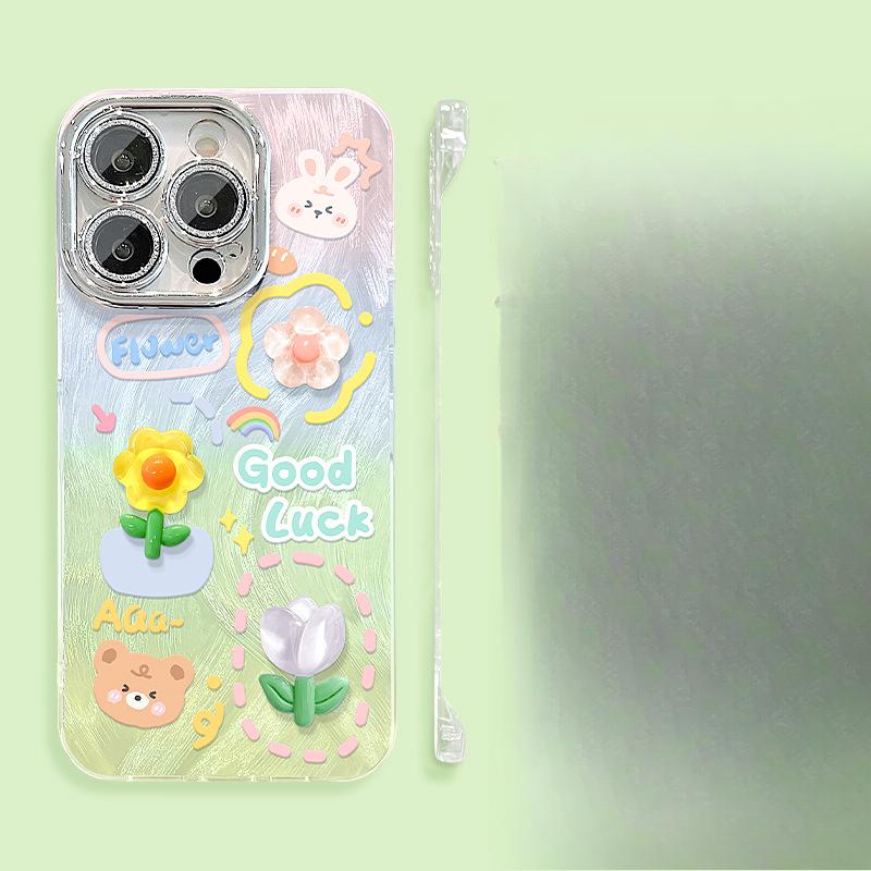 

Градиентная кукла-лягушка Подходит для чехла для мобильного телефона Apple 16 15promax Маленький свежий 13 Милый 14 Перьевая пряжа без рамки iPhone XS Max