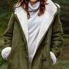 Lady Thick Coat Women Fall Winter Hooded Soft Plush Long Sleeve Mid Autumn Jacket Length Windproof Cold Resistant Buttons Loose Pockets