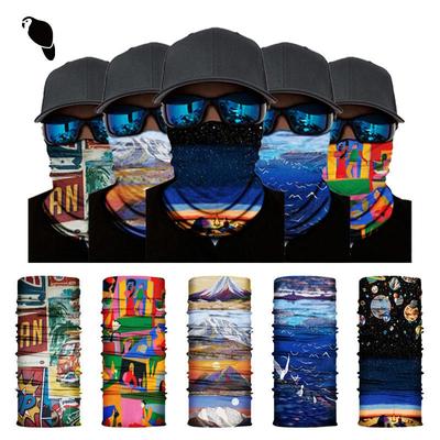Winddichter Sonnenschutzschal zum Wandern, Sport, Reiten, schnelltrocknend, mit Landschaftsmuster, nahtloses magisches 3D-Landschaftsbandana