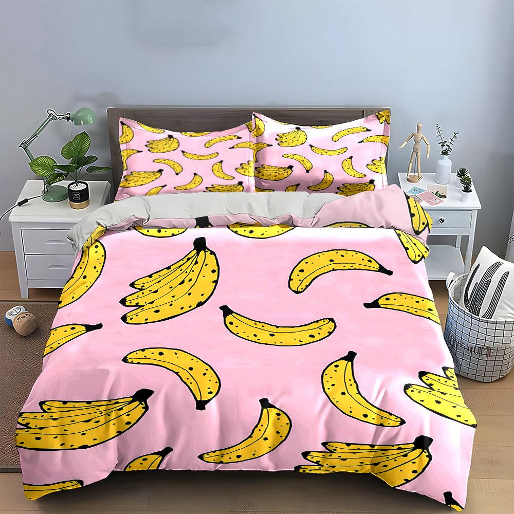 Banana-Themed Three-Piece Set Design Kid'S And Adults' Bedroom Decor, Exquisite Three-Piece Bedding Set Gift