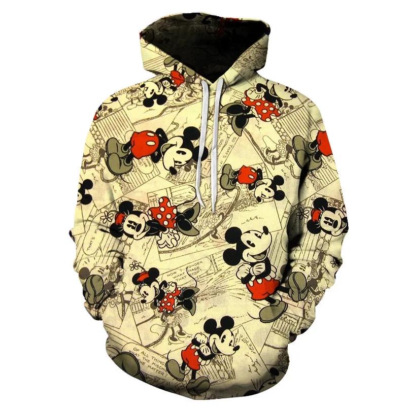 Disney-Moletons Masculinos E Femininos Minnie Mickey Mouse, Streetwear Casual De Hip-hop