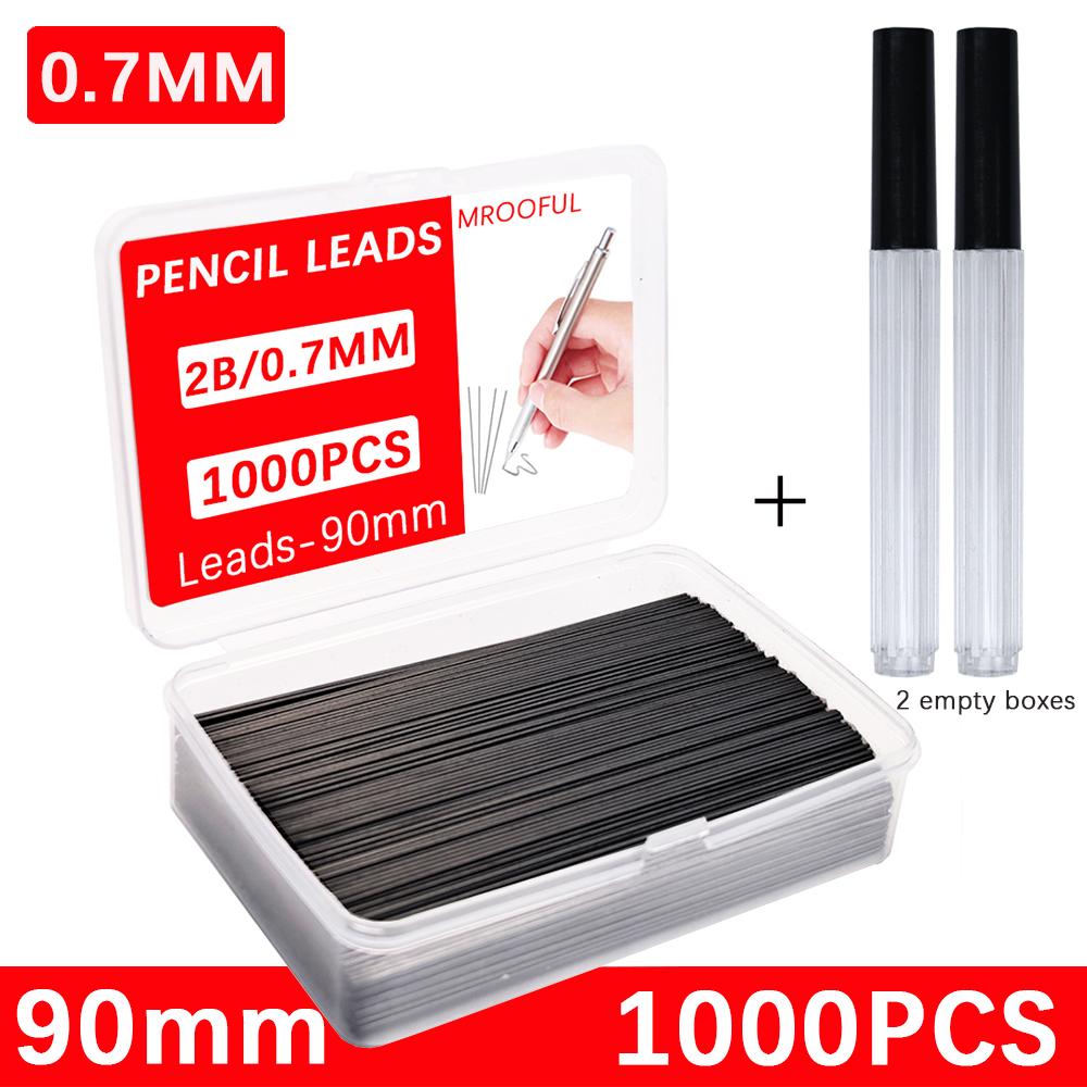 1000Pcs Mechanical Pencil Lead Core Large Capacity Replaceable Pencil Refills 0.5 0.7mm 2B Automatic Pencil Core with 2 Tubes