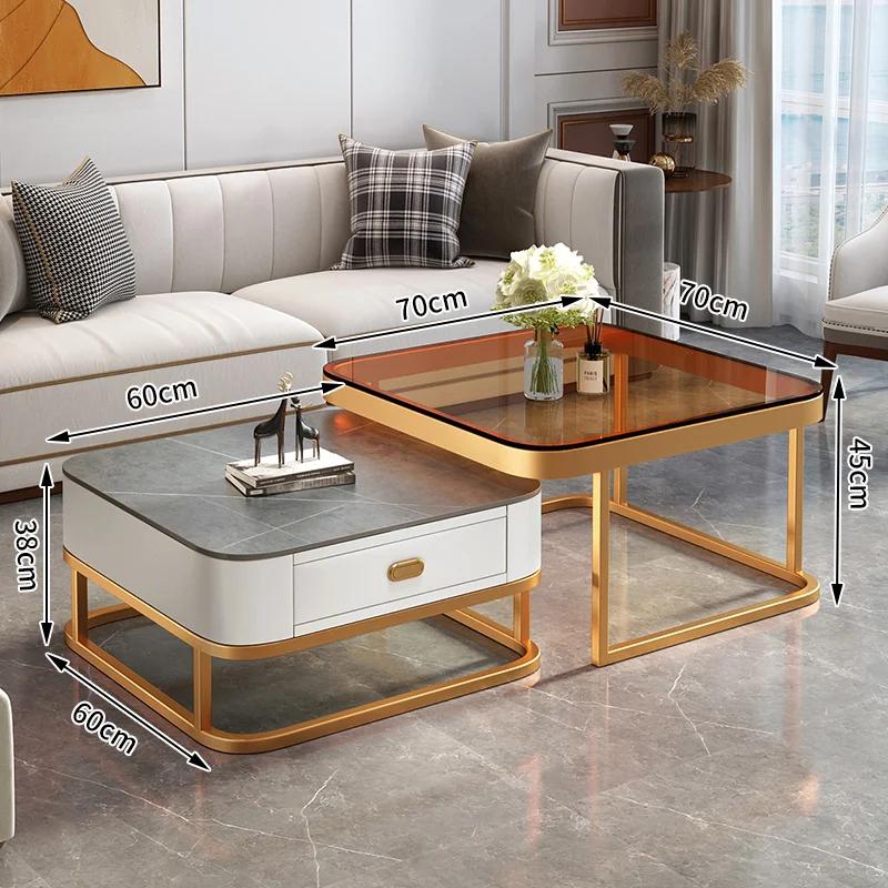 Coffee table living room home light luxury rock board net red table modern minimalist small apartment new square coffee table
