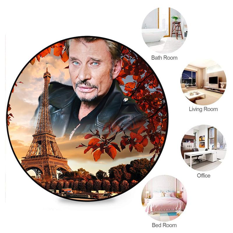 French legendary rock singer and actor Johnny Hallyday Round Carpet Soft Home Decoration Corridor Table and Chair Anti slip Outdoor Floor Mat rug H9