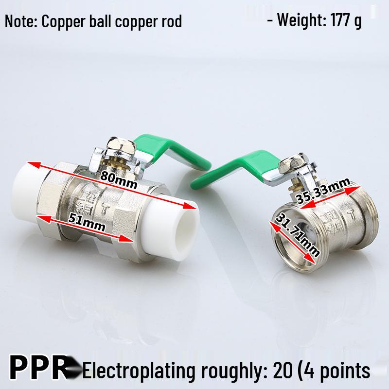High-Temperature PPR Ball Valve: Double Union, Copper, Hot Melt, Sizes 20-75, Water Pipe & Switch