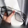 Fashion Korean Large Square Metal Sunglasses for Men and Women Trendy Oversized Frame