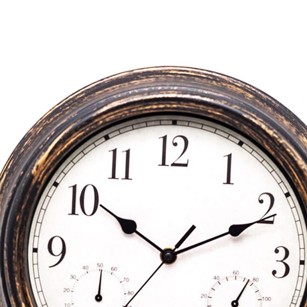 12 Inch Clock with Combined And Hygrometer, Silent No Ticking for Home, Living Room
