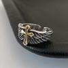 European and American Retro Wings Cross Graffiti Open Ring Domineering Men's Ring Jewelry