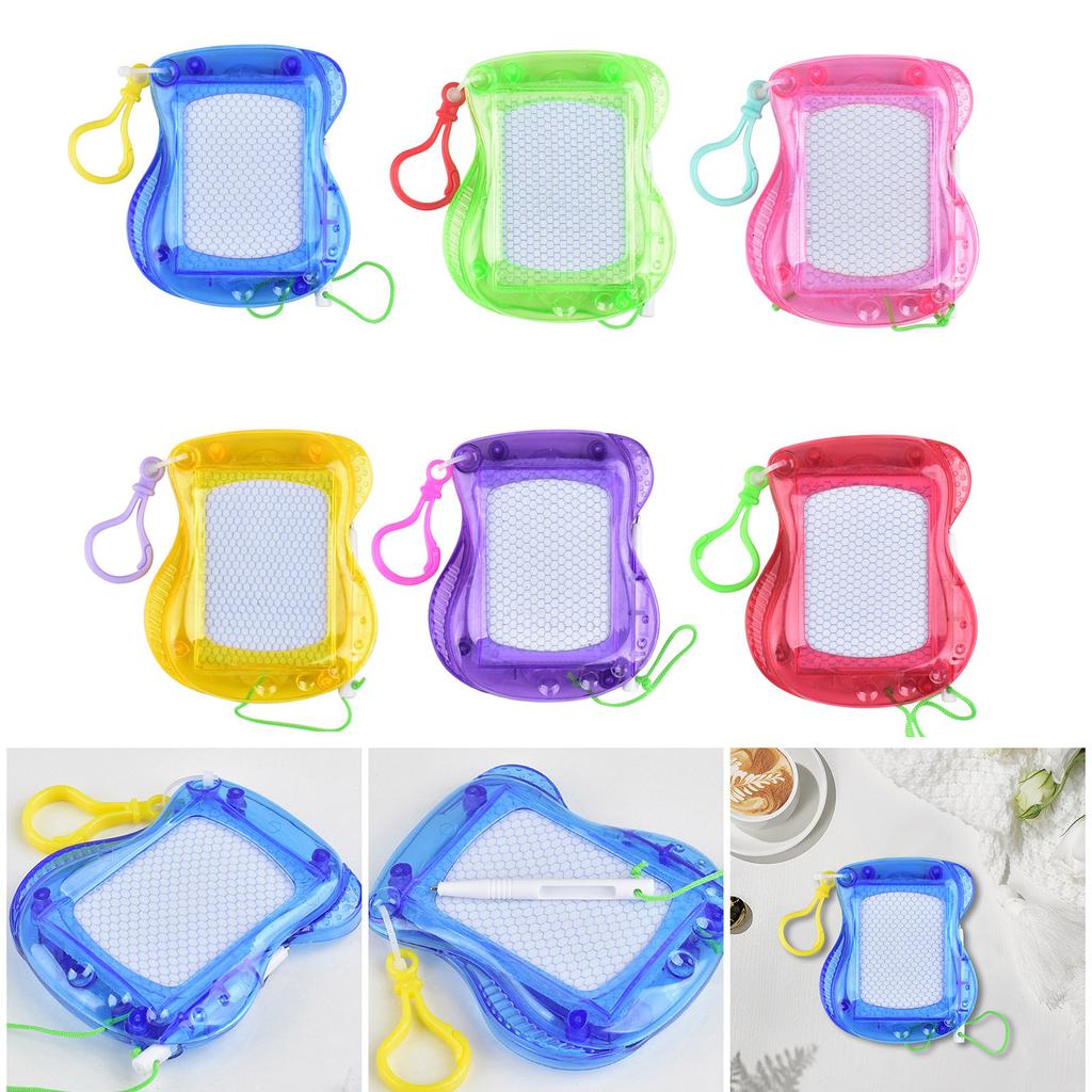 Set of 6 Magnetic Drawing Board Keychains Doodle Pad Key Ornament Plastic Texture Key Pendant Suitable for Students