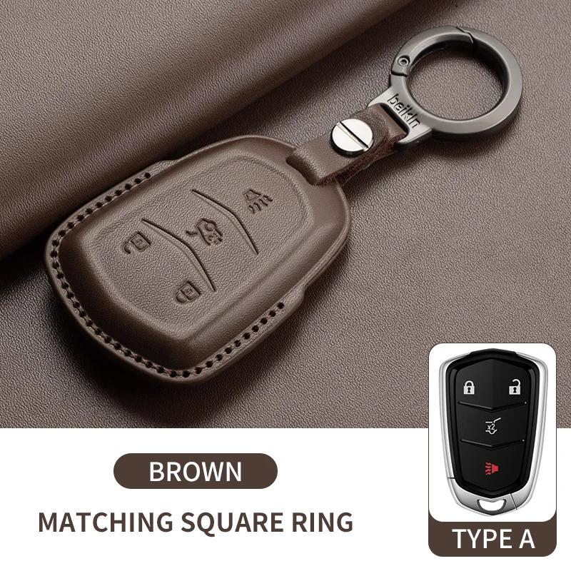 Leather Car Key Case Cover For Cadillac CT4 CT5 ATS CT6 CTS DTS XT5 Escalade ESV SRX STS XTS  XT4 28T ELR  Car Key Accessoires